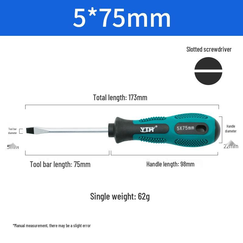 Heavy-Duty Screwdriver Set: Phillips & Flathead, Dual-Use Specialty Tool with Two-Color Handle