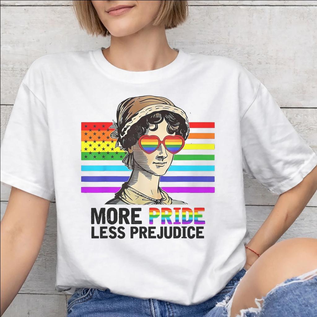 Unisexs Unisexs More Pride Less Prejudice T Shirt 100 Cotton Graphic Printed TShirt Top Clothing