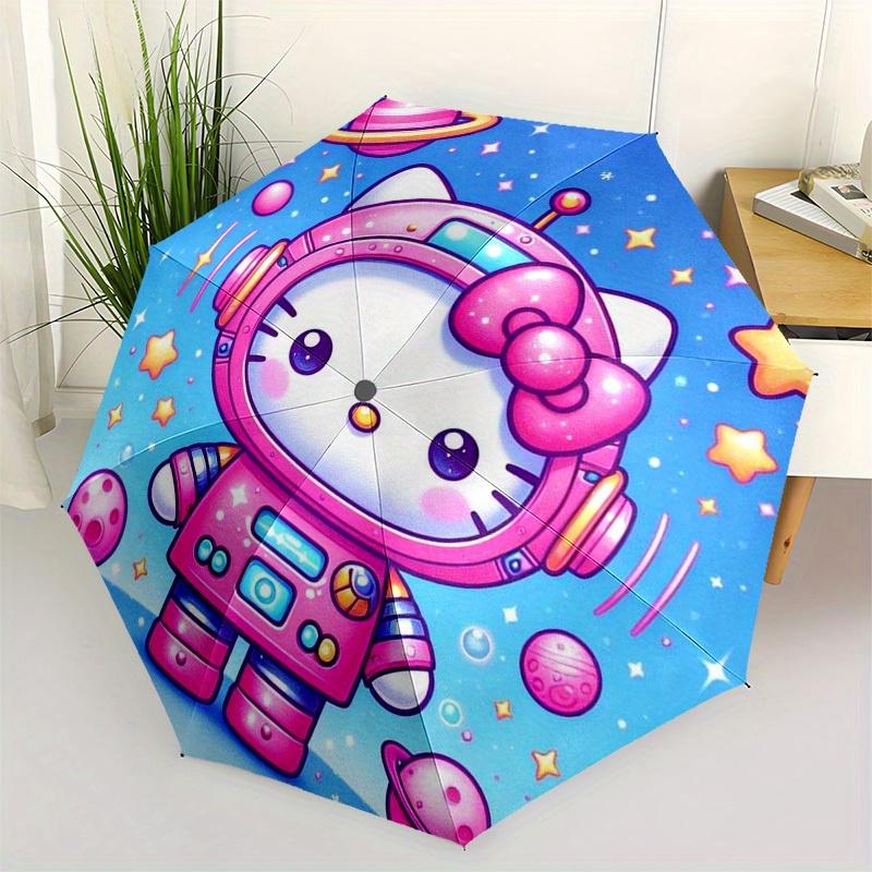 1pc Hello Kitty Astronaut Space Adventure Umbrella with Plastic Handle,Suitable for All Seasons Home Travel Outdoor UmbrellaSanlio466