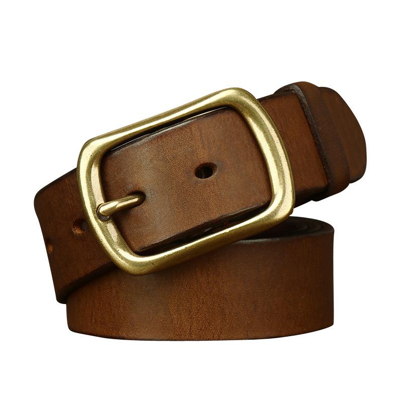 Men's Belt Retro Washed Distressed First Layer Pure Cattlehide Leather Pin Buckle Versatile Youth Casual Jeans Belt