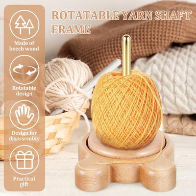Drewniany dozownik na włóczkę Przenośny drewniany (bukowy) stojak na kłębek włóczki Stabilny Trwały Uchwyt na kłębek włóczki do szydełkowania do rękodzieła