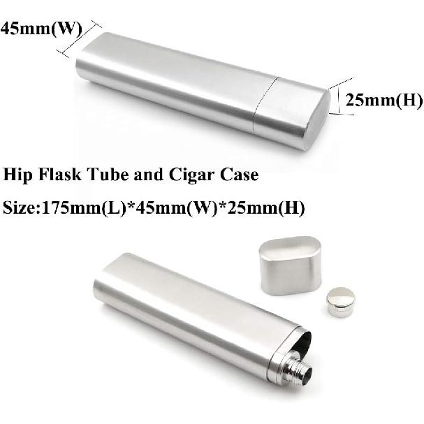 Фляга 2 унции и трубка для сигар Всё в одном, Нержавеющая сталь