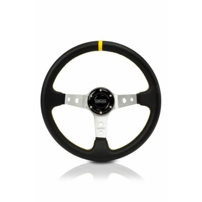 Volant Sportif - OCC - TRACK PIEL BRAZOS PLATA - Diamètre 350mm - Cuir - Compatible Avec Cône Volant