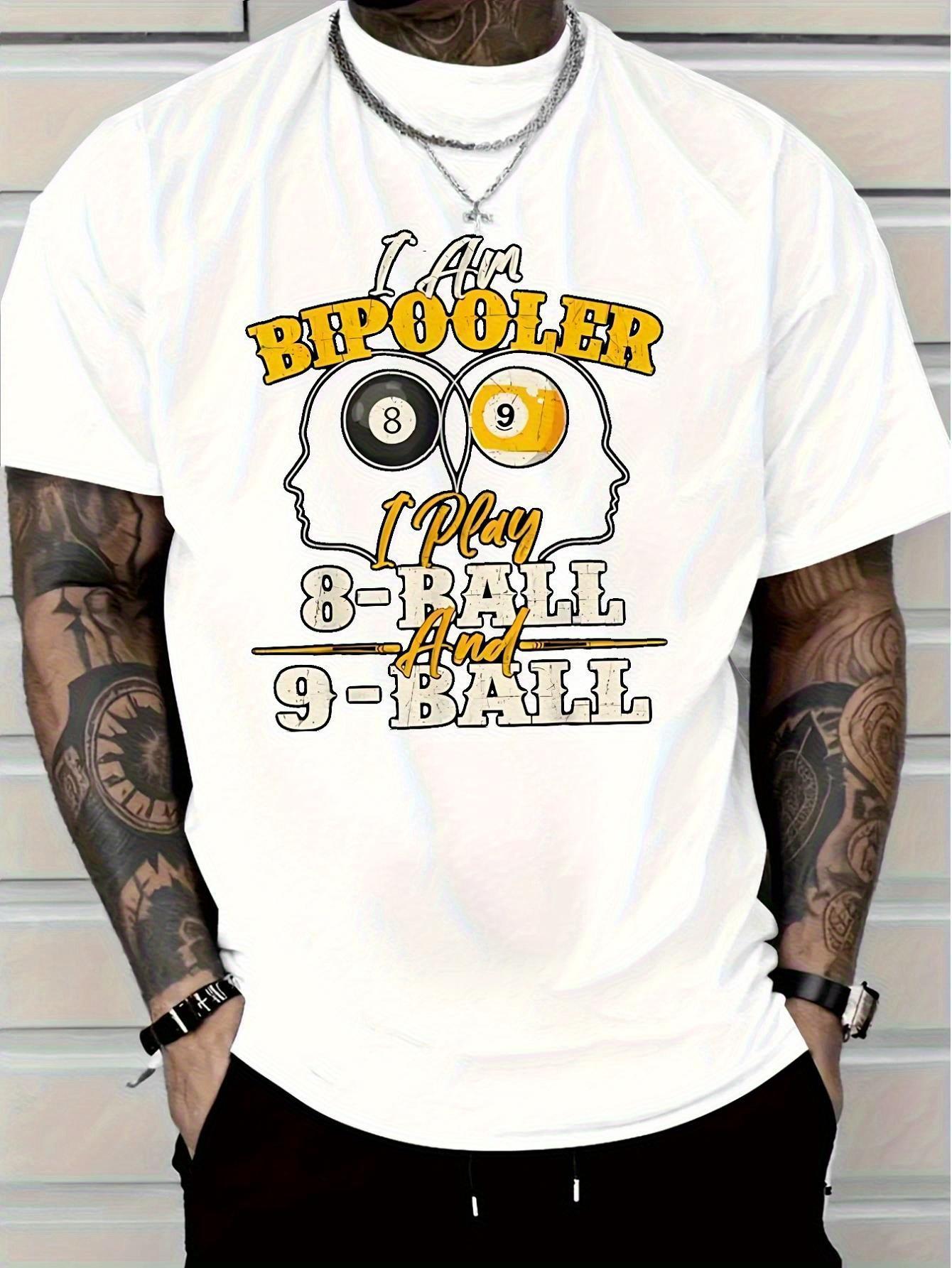 2025 Casual Cotton T-shirt - I Am a Bpooler Pool Player Graphic Tee with 8-Ball & 9-Ball Design L