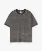 WEST GRAND BOULEVARD Semi-Over Multi-Stripe Ringer T-Shirt Mono Grey