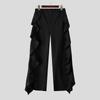 INCERUN Autumn Men Elastic Waist Irregular Ruffled Casual Long Straight Pants Trousers