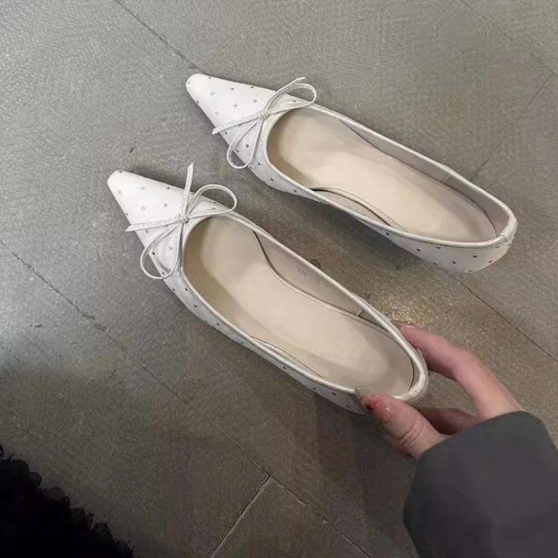 2025 New Brand High Heels Women Butterfly-knot Elegant Pointed Pumps Female Fashion Comfy Low Heel Dress Shoes Zapatos De Mujer