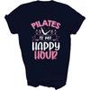 HOGOTOCLUB Pilates Is My Happy Hour Meditation Pilates Instructor Unisex Shirt Gift Women Men T-Shirt (Navy;M), Medium