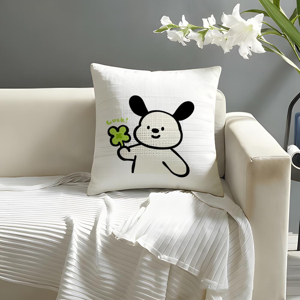 Lucky Cartoon CrystalOny Pillow Case Natural Linen Organic Fabric DoubleSided Printing Sofa Home Decor Cushion Cover