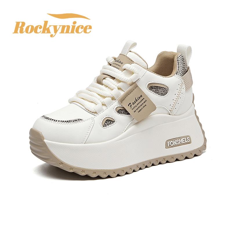 7CM Genuine Leather Comfy Hidden Heels Sneakers  New Autumn Block Flats Platform Skateboard Shoes Vulcanized Chunky Sports Shoes