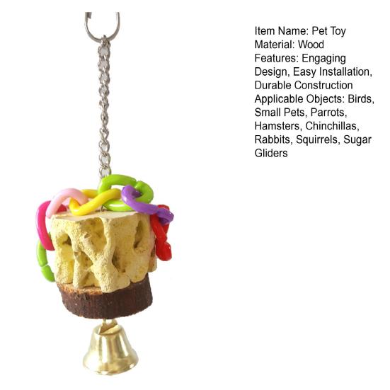 Bird Chewing Toy with Bells Natural Volcanic Stone Zanthoxylum Bungeanum Parrot Cage Toy Oral Health Bird
