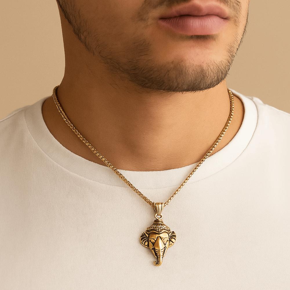 Rock Pendant with Chain Gothic Hip Hop Collarbone Necklace Punk Elephant Necklace  Party Jewelry