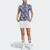 Adidas Printed Button Short Sleeve Polo Shirt Women tops Navy-Blue HS9026