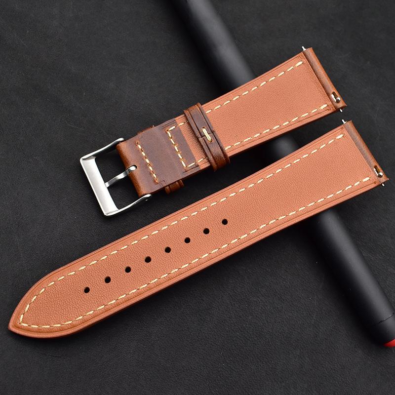 Applicable To Samsung Gears3Ticwatch Huami Watch Moto360 Thin Real Cowhide Watch Quick Release Strap