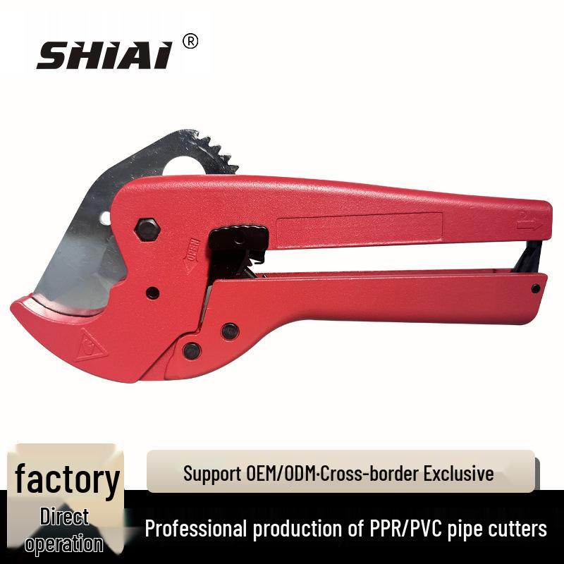 Shiai Heavy Duty Ratchet PVC Pipe Cutter - Professional Hot Melt Plastic Water Pipe Scissors.