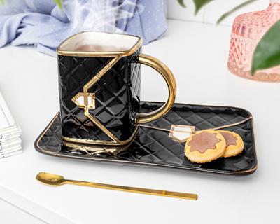 Set of Mug, Bag, Saucer and Spoon - Black
