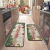 Cross-Border Christmas Holiday Two-Piece Kitchen Mat Set - Oil-Absorbing, Dirt-Resistant