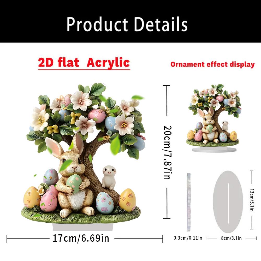 Easter Cute Colored Egg Little Rabbit Flat Acrylic Bonsai Home Table Festive Atmosphere