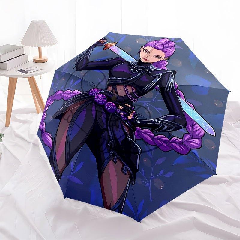 1pz Ombrello K-POP hunter X con Apertura/Chiusura Automatica, Design Pieghevole a Tre Pieghe Conveniente, 8 Stecche in Ferro - per Uso Esterno Quotidiano, Viaggio A53