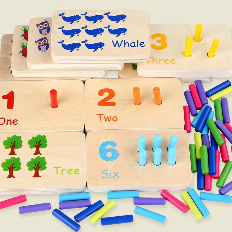 

Wooden Matching Stick Game Math 1-10 Number Cognition Color Matching Board Educational Toys Math Color Learning Teaching Aids