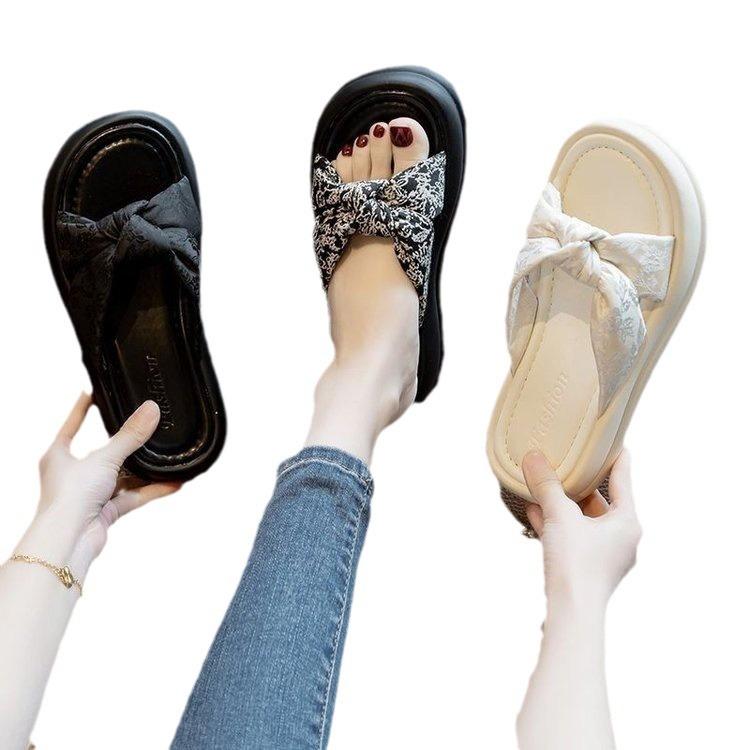 Platform slippers women's summer fashion outer wear beautiful cross high-end sandals