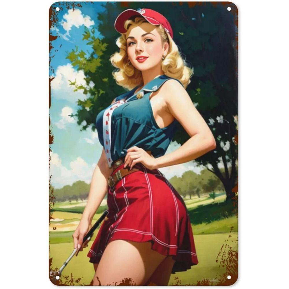 Pin-Up Kız Teneke Levhalar, Garaj Atölyesi Metal Dekor 20x30cm