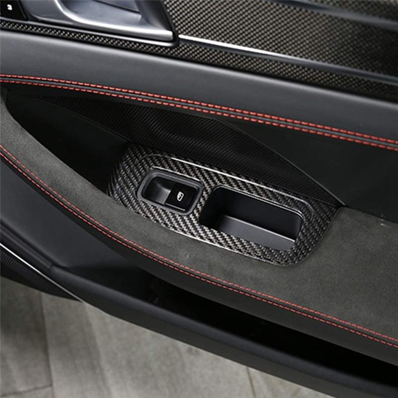 A87Q-For Porsche Panamera 2017- Dry Carbon Fiber Car Window Lift Switch Button Frame Cover Trim Decorative Accessories