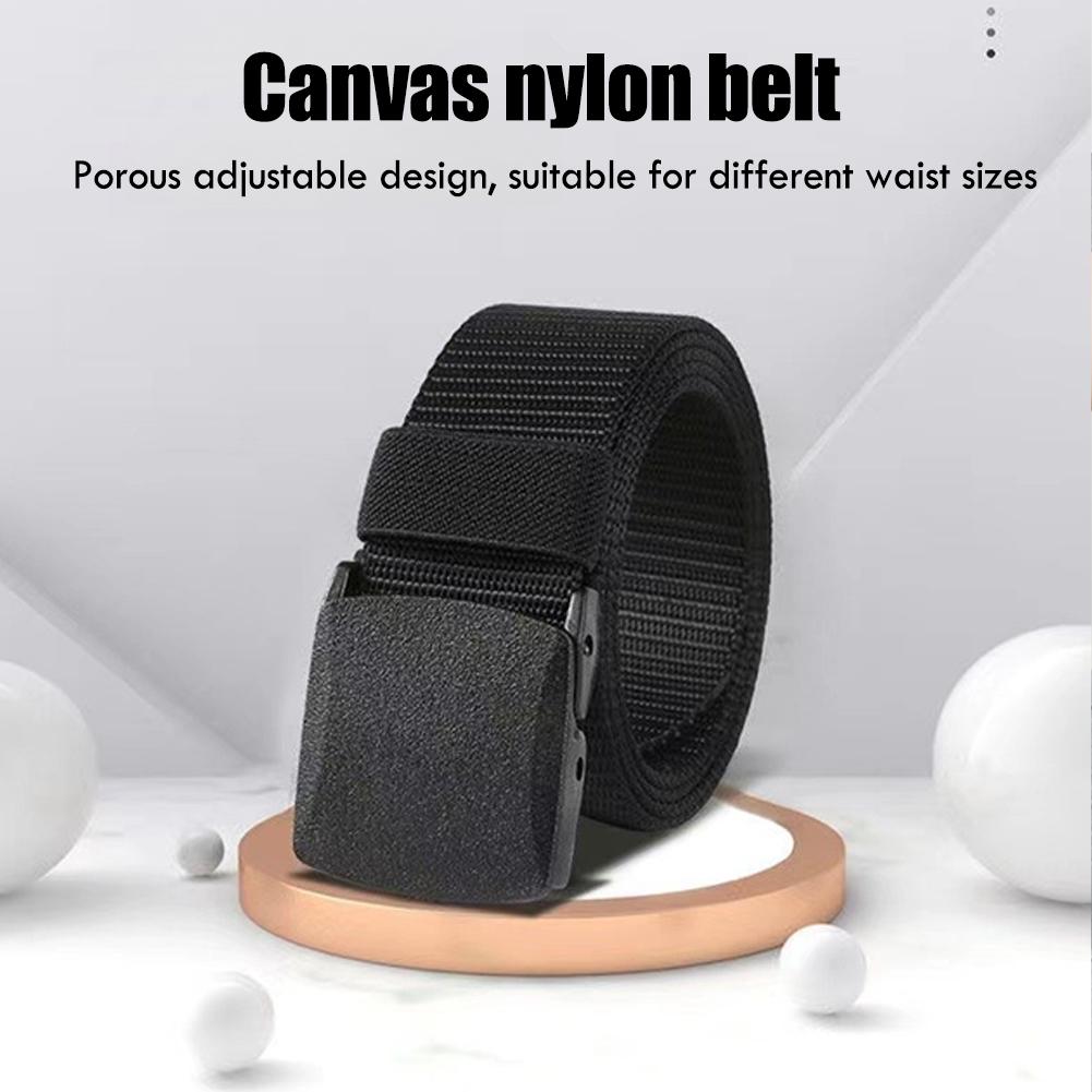 Nylon Canvas Web Belt for Men, Elastic Belt Fit Hiking Outdoor Military Buckle Belt Stretch Quick Release Belt Plastic Buckle