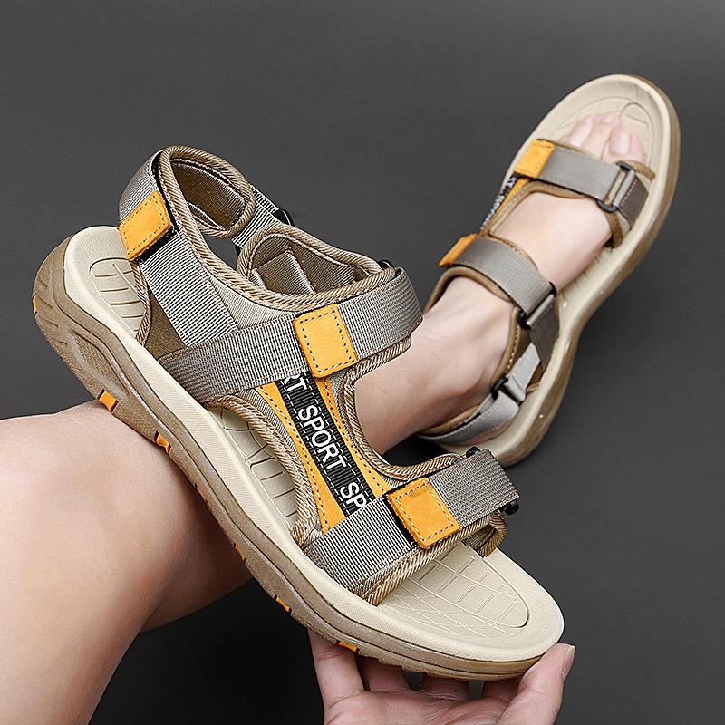Herr Sandaler med Mjuk Sula Utomhus Strand Herr Promenadskor Sommar Lyxmärke Herrsandaler Design Andningsbara Fritidsskor
