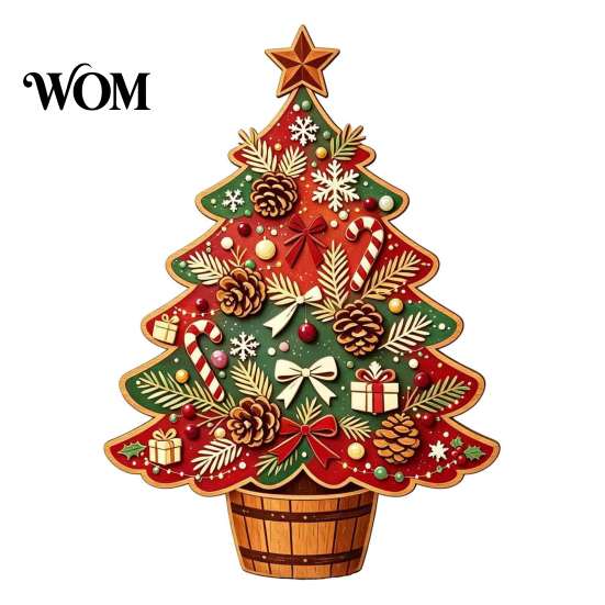 Small Wooden Holiday Decorations Christmas Tree Ornaments, Vintage Colorful Desktop Decoration, Rustic Wood Figurines Home Accents with Pine