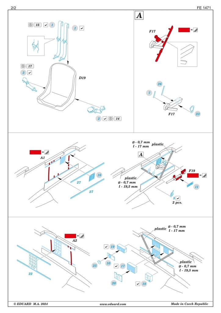Eduard 1/48 Zoom Series MS.406.C1 Etching Parts (for Drawings) Plastic Model Kit Parts EDUFE1471