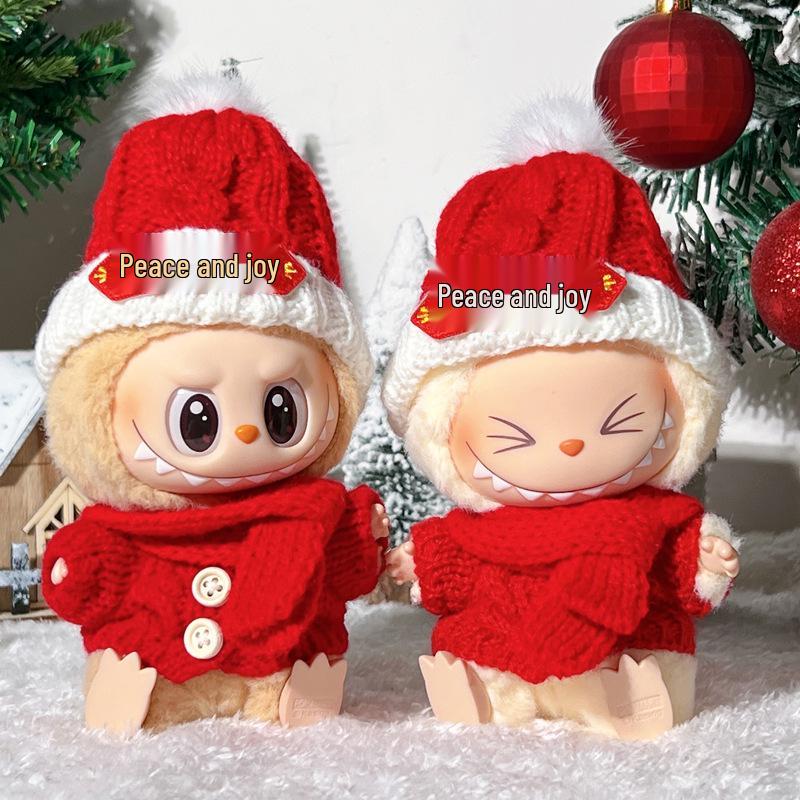 Labubu New Year Doll Outfit: Sweater, Scarf, and Hat Set for 17cm Dolls