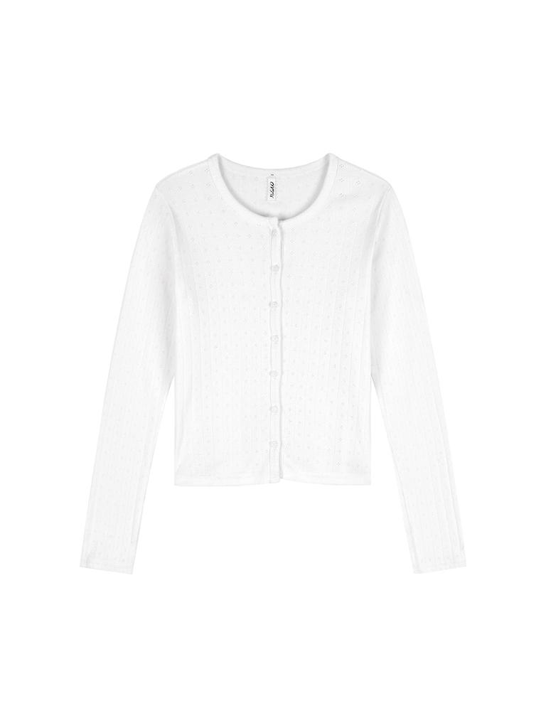 Ovt-U Basic Easywear Button Cardigan_White