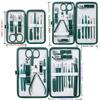 Professional Manicure And Pedicure Set with Nail Clippers Cuticle Nippers Sharp Tools Portable Green Case Home And Travel Gifts