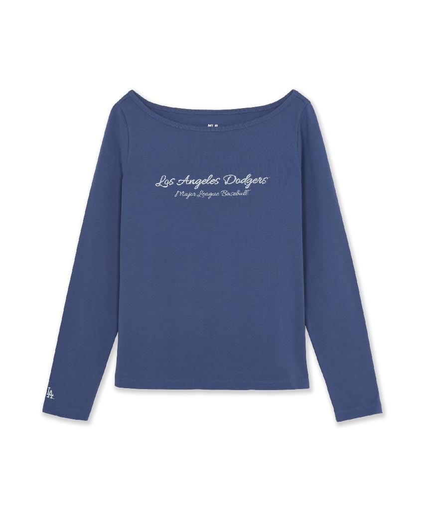 Emelbi Women'S Boat Neck Lettering Long Sleeve T-Shirt La (Indigo)