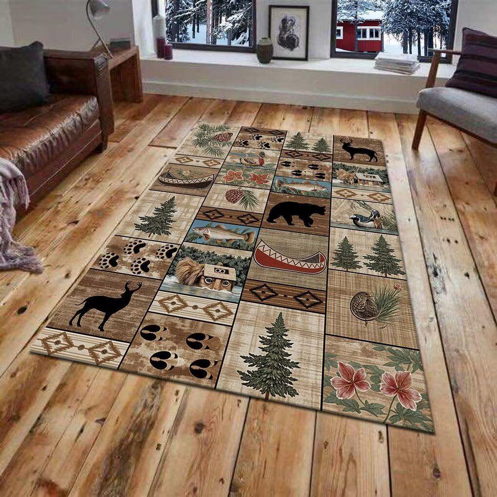Retro Ethnic American Style Carpet for Living Room, Balcony & Bedroom