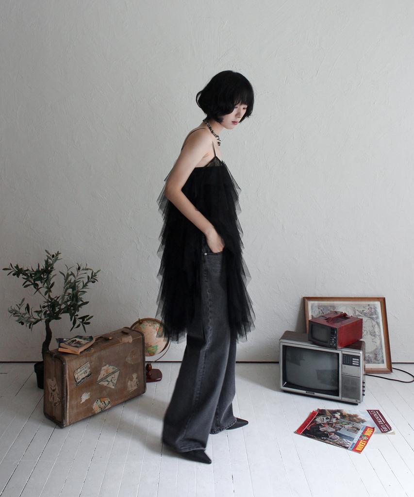 RUBATI Airy Tulle Lace Layering Dress_Black