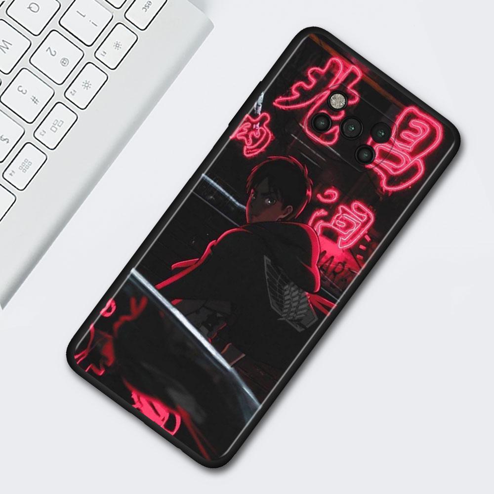 Anime Japanese Attack On Titan Case For Xiaomi Mi Poco X3 M3 Pro X4 NFC F3 GT Pocophone F1 Black TPU Soft Cover Cellphones Capa