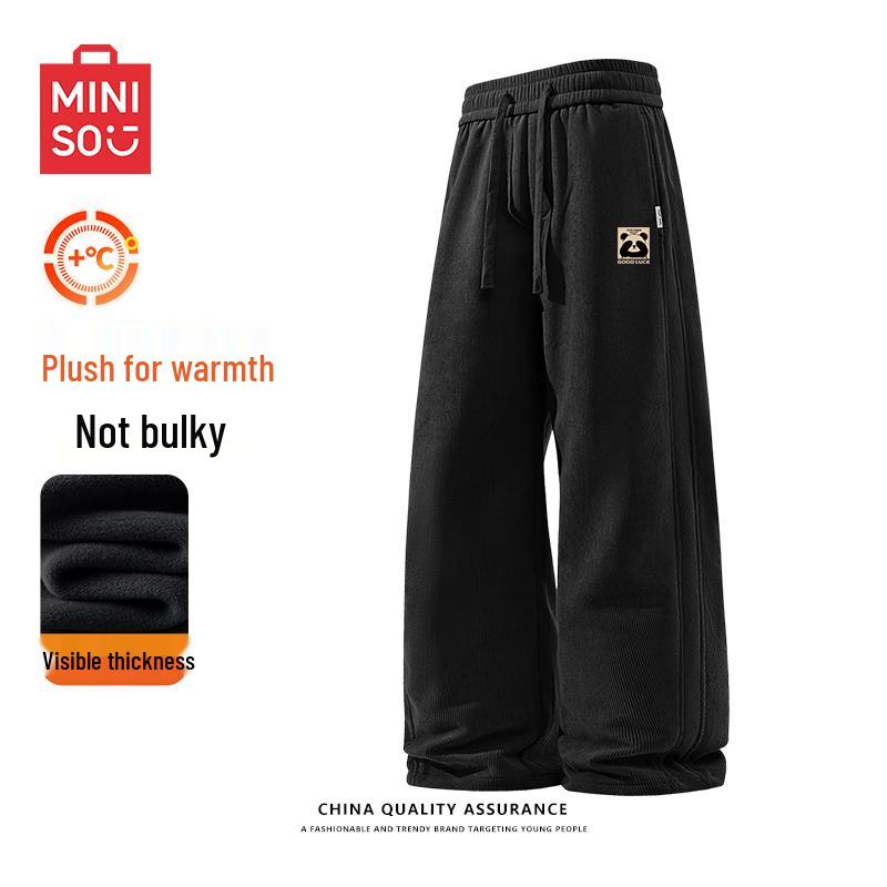 MINISO Men's Warm Fleece-Lined Tapered Casual Pants