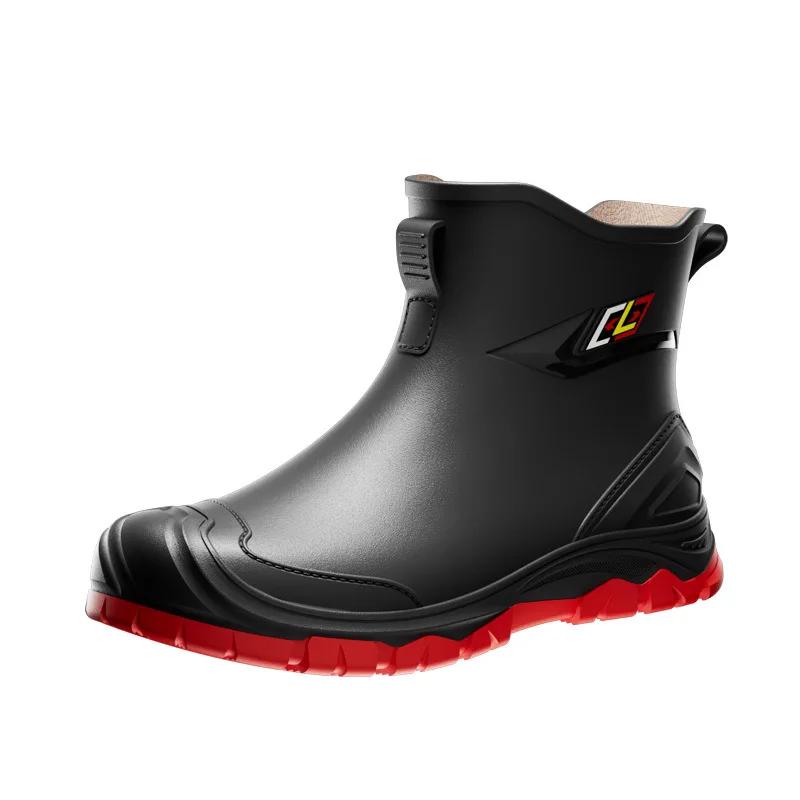 Fashion Trendy Anti-Slip Rain Shoes for Men 2025 Waterproof Short Rain Boots Outdoor Male Water Shoe Garden Hunter Shoes Zapatillas Male