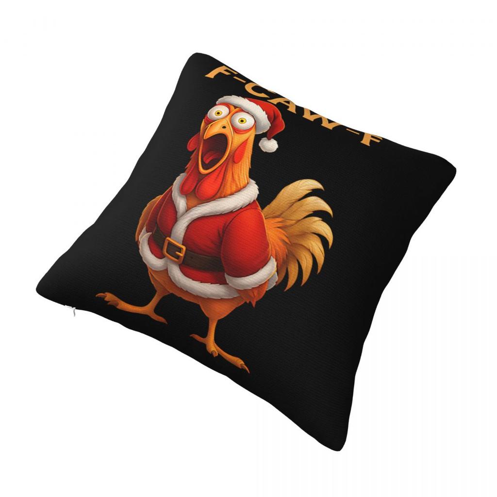 Funny Rooster F-Caw-F Santa Chicken F-Caw-F Christmas Pillow Case Morden Pillow Cover Soft Printed Cushion Cover Pillowcases