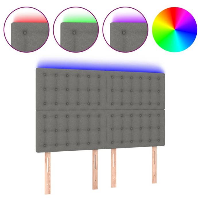 VidaXL Tête de Lit à LED Meuble de Chambre à Coucher Accessoire de Lit Double Tête de Cadre de Lit Intérieur Gris Foncé 3122857