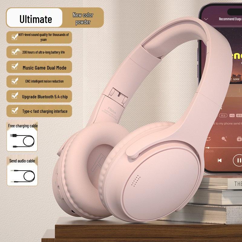 Kabellose Over-Ear Bluetooth-Kopfhörer mit 200 Stunden Akkulaufzeit, Geräuschunterdrückung und Gaming-Funktionen für Sport, Mobiltelefon und Computer