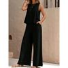 Conjunto de Dos Piezas para Mujer: Top Casual sin Mangas y Pantalones de Pierna Ancha