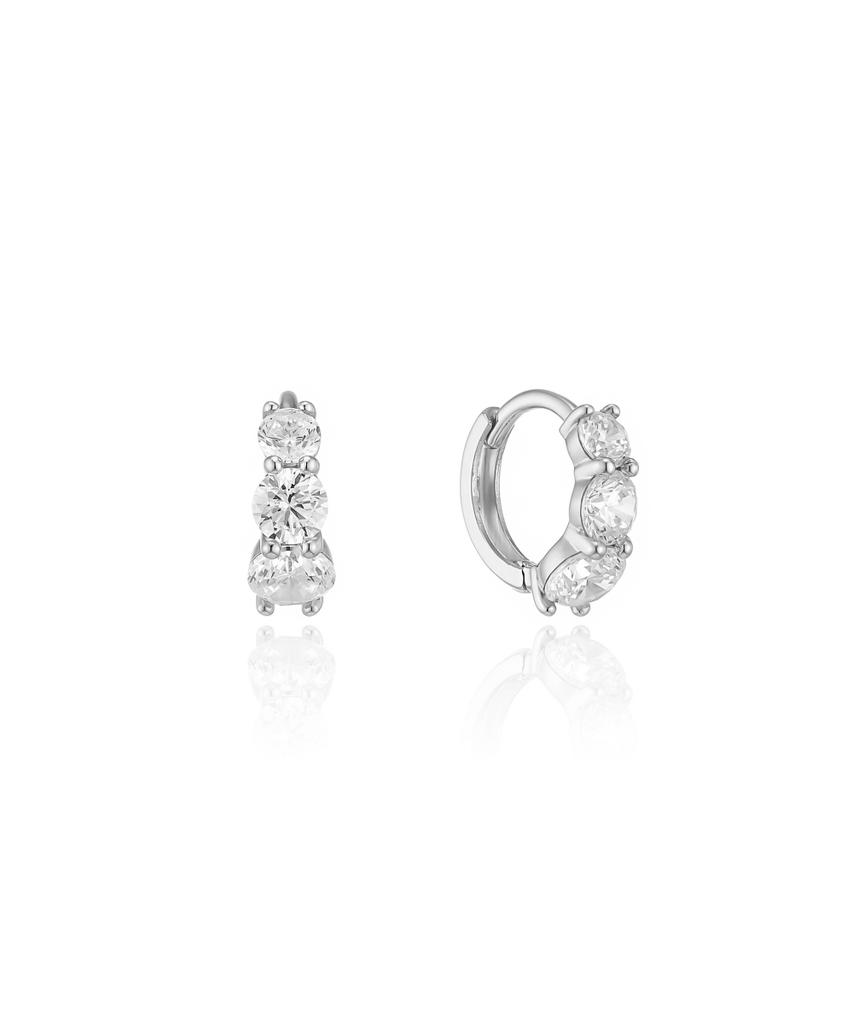 Lloyd Triple Stone Silver Ring Mini Earrings Lles26006U