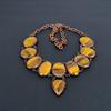 Tiger's Eye Copper Electroformed Necklace with Adjustable Chain, Handmade Gemstone Jewelry Necklace For Memorial Day
