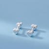 Tingxiang S925 Sterling Silver Double Heart Screw Stud Earrings - Light Luxury Design for Women