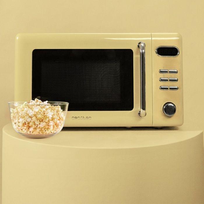 Cecotec micro-ondes mécanique de 20 l proclean 3010 retro jaune: 700 w 6 niveaux minuterie mode décongélation