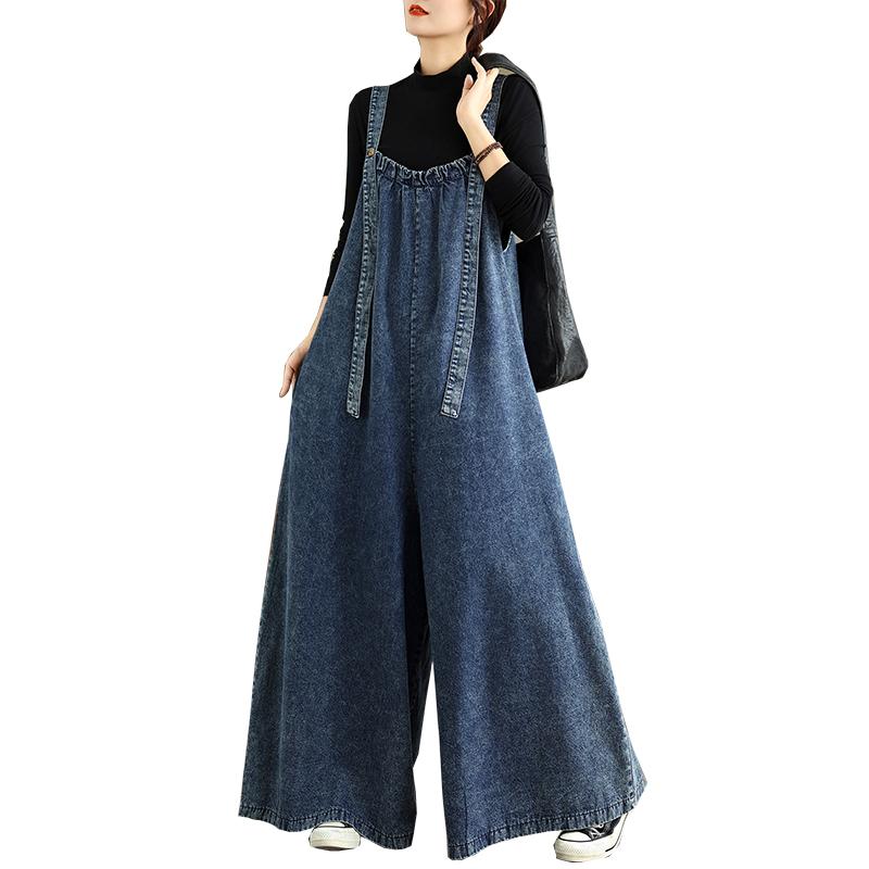 DIMANAF Salopete de damă plus size, salopete solide, pantaloni lungi, blugi, pantaloni, streetwear vintage, largi, casual