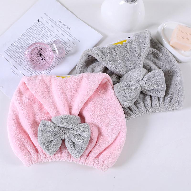 Quick-Dry Cute Cat Kids Coral Fleece Hair Towel Cap